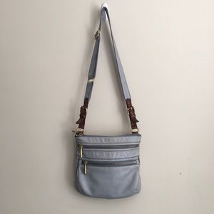 Fossil Blue Leather Crossbody Bag